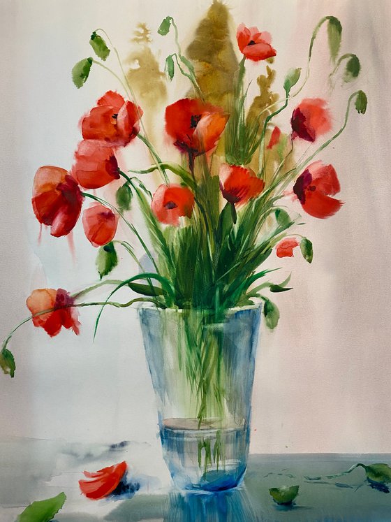 Sold Watercolor “Still life. Poppies” perfect gift