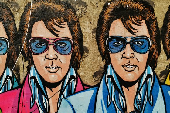 The 6 Faces of Elvis 200cm x 80cm Concrete Texture Urban Pop Art