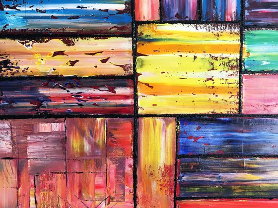 "Check Us Out" - FREE International Shipping/Discount USA Shipping - Original Xt Large PMS Abstract Diptych Oil Paintings On Canvas - 120" x 48"