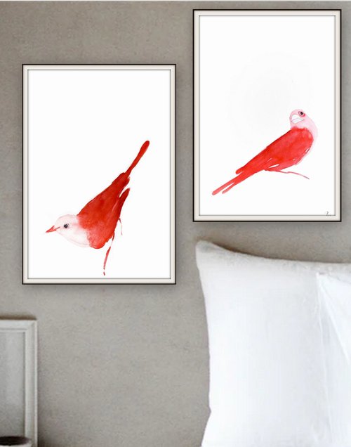 Birds. Set of 2 Bird Artworks. by Nadia Moniatis