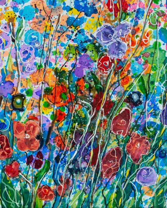 Mid Summer Meadow Flowers #2 - Original Painting   by Olena Art