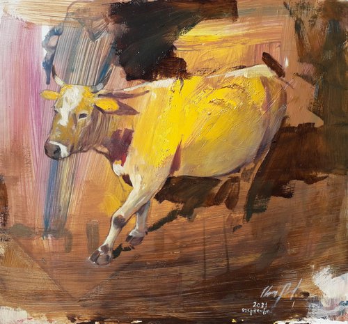 yellow cow by Róbert Kormos