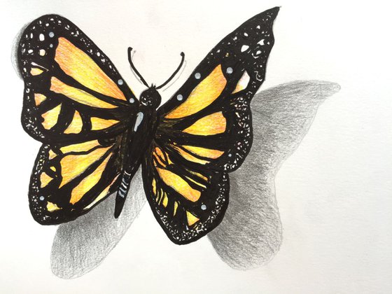 Butterfly 3d Yellow Mixed Media Painting By Kumi Muttu Artfinder