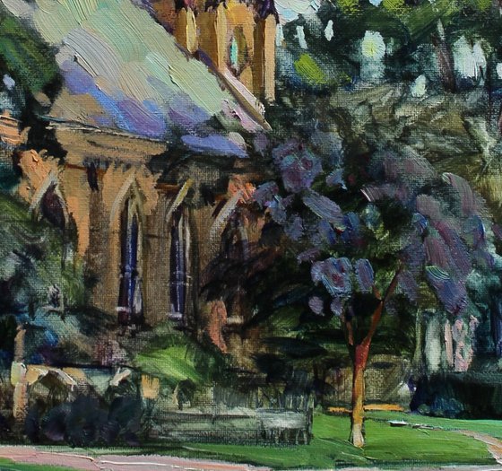July evening. Church. Painting