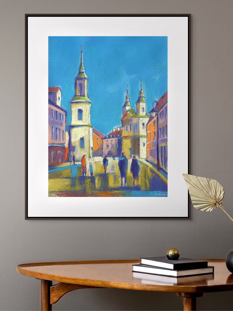 Impressionistic Cityscapes Acrylic Painting By Evgen Semenyuk, 16 X 20, Morning Colors Of The Old Town, Original Artwork