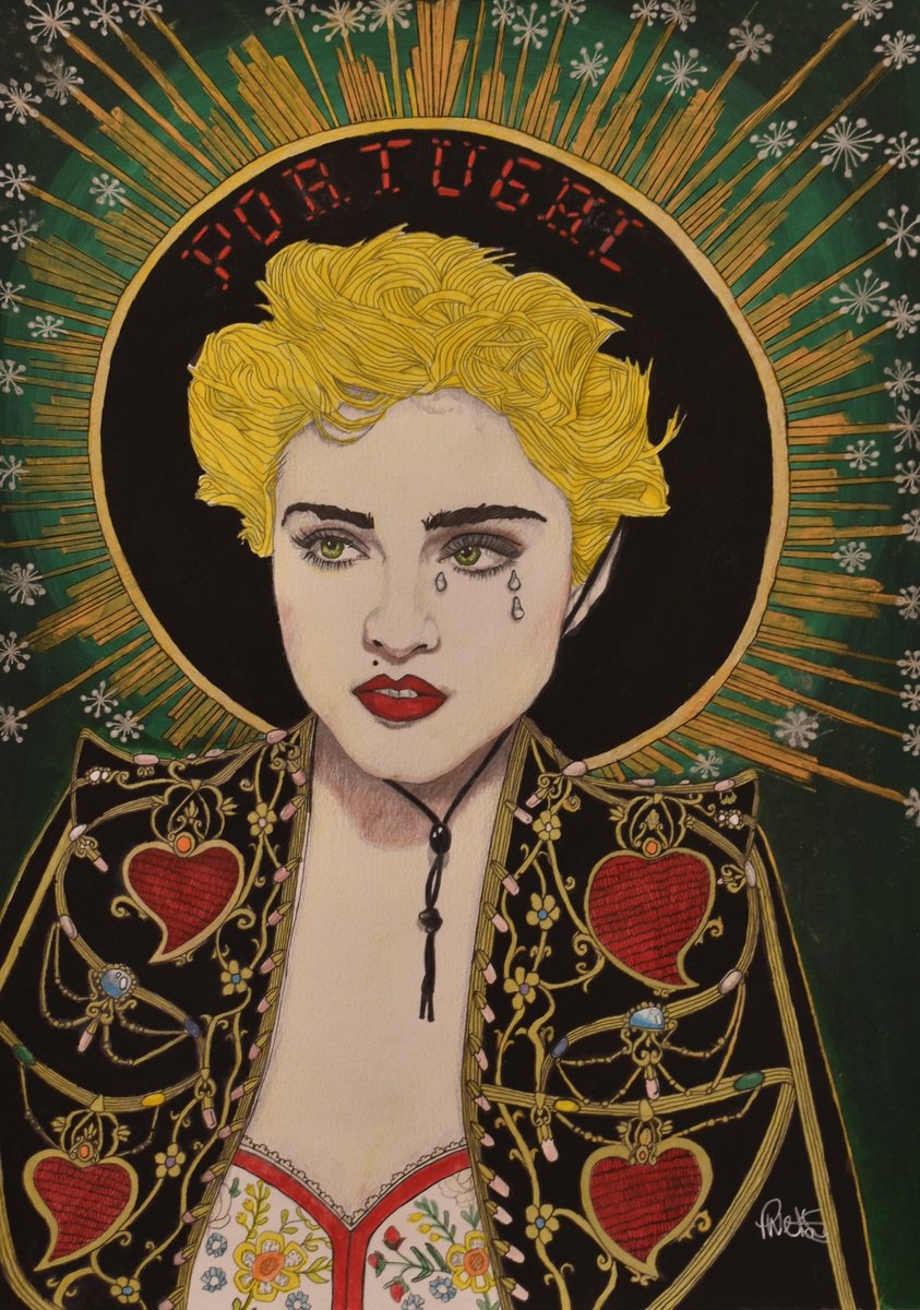 Expressive Portrait Painting By Paul Nelson-Esch, 12 X 17", Portuguese Madonna Portrait, Original Artwork