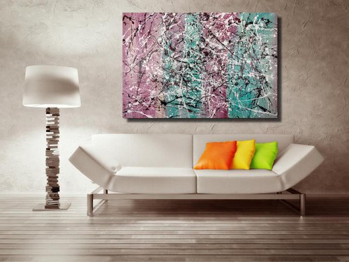 pollock abstract paintings for living room/extra large painting/abstract Wall Art/original painting/painting on canvas 120x80-title-c674 by Sauro Bos