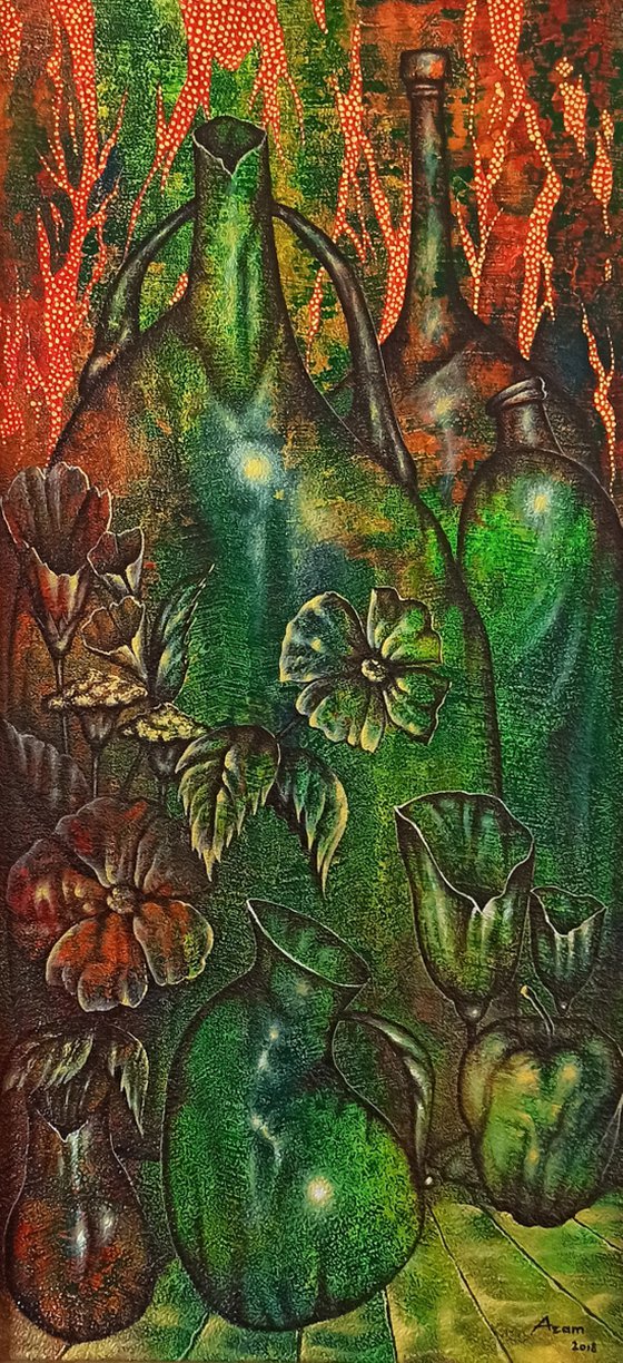 Evening still life 38x80cm ,Acrylic/canvas
