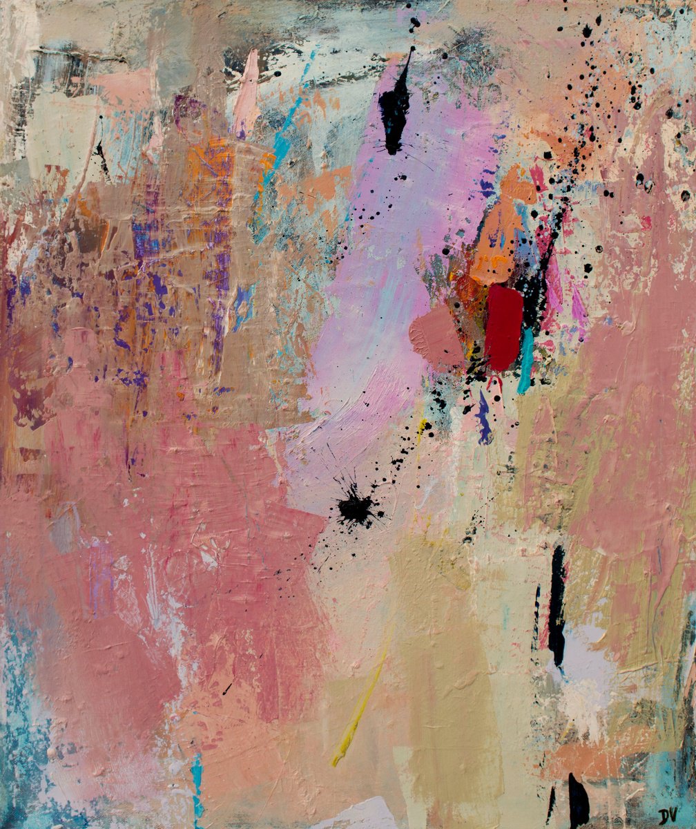 Expressive Abstract Oil Painting By Damien Venditti, 20 X 24, Sherbet Fizz 2, Original Artwork