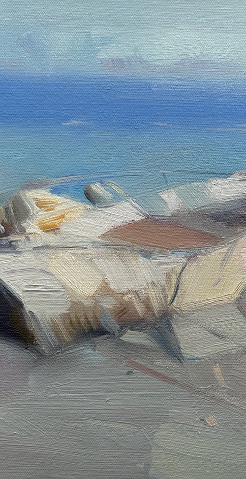 Rowboat, Original oil painting, Handmade artwork, One of a kind by Vahe Yeremyan