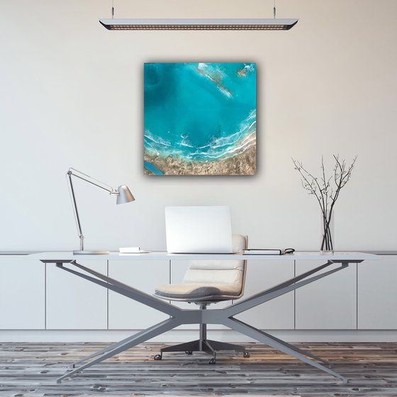 White Sand Beach - Aerial Ocean Painting