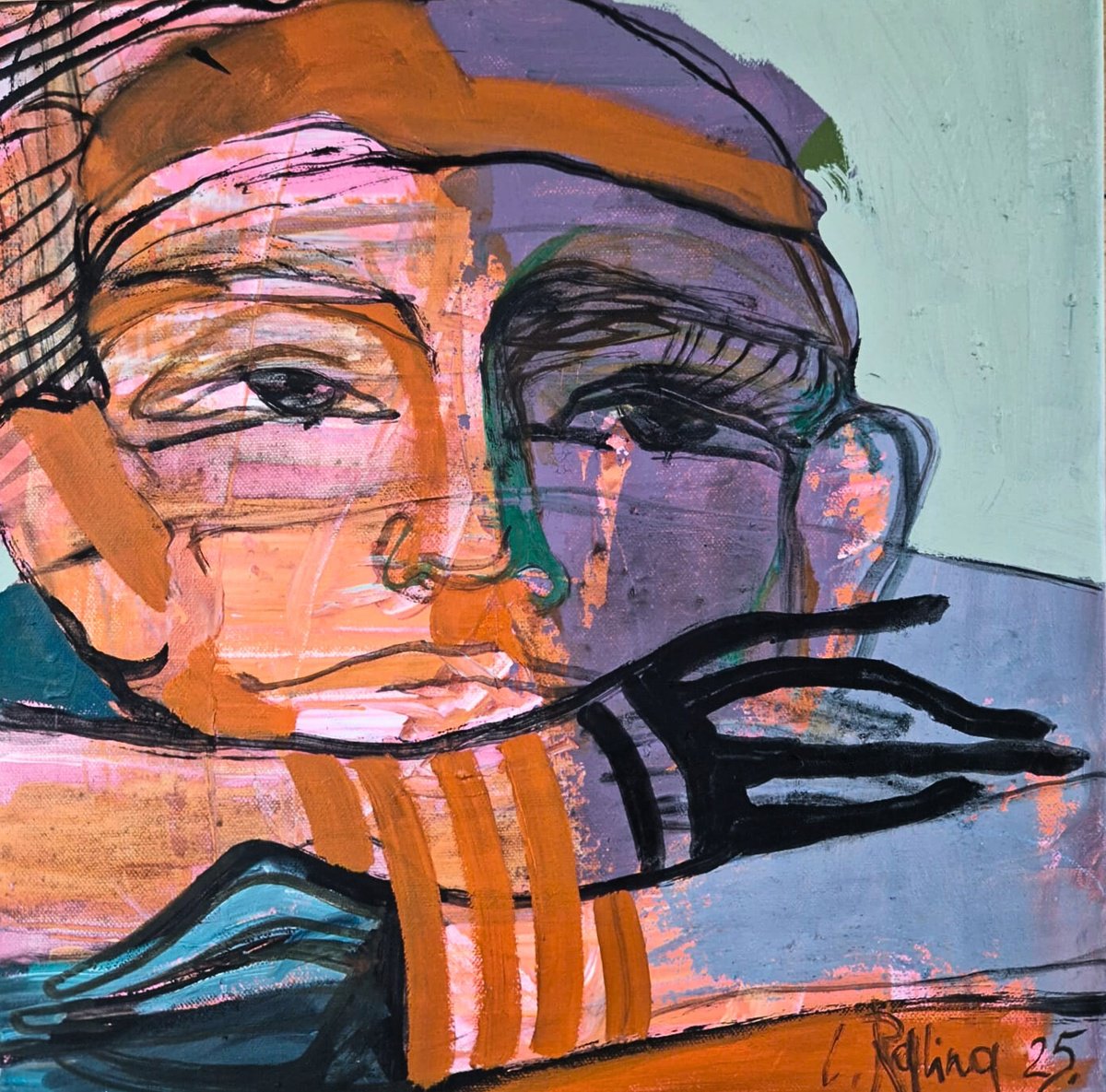 Expressive Oil Painting , Charming Modesty By Yelena Ralina, 16 X 16, Artwork For Sale On Artfinder