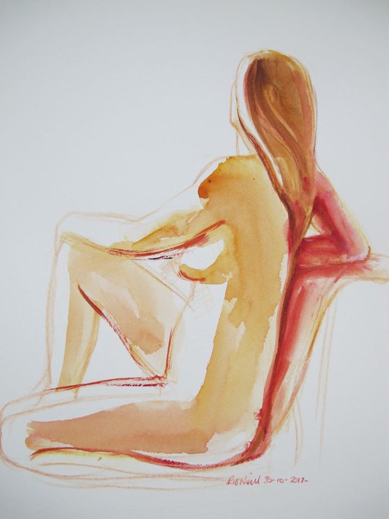 seated female nude