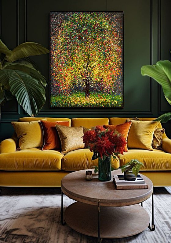 Golden Mosaic - Ready to Hang