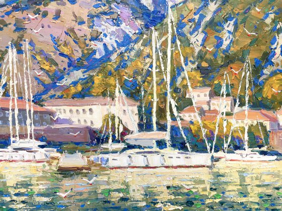 "Yachts at the pier"