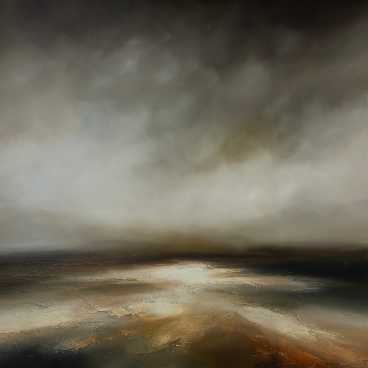 Abstract Landscape Oil Painting By Paul Bennett, 39 X 39", Forgotten Shores, Original Artwork