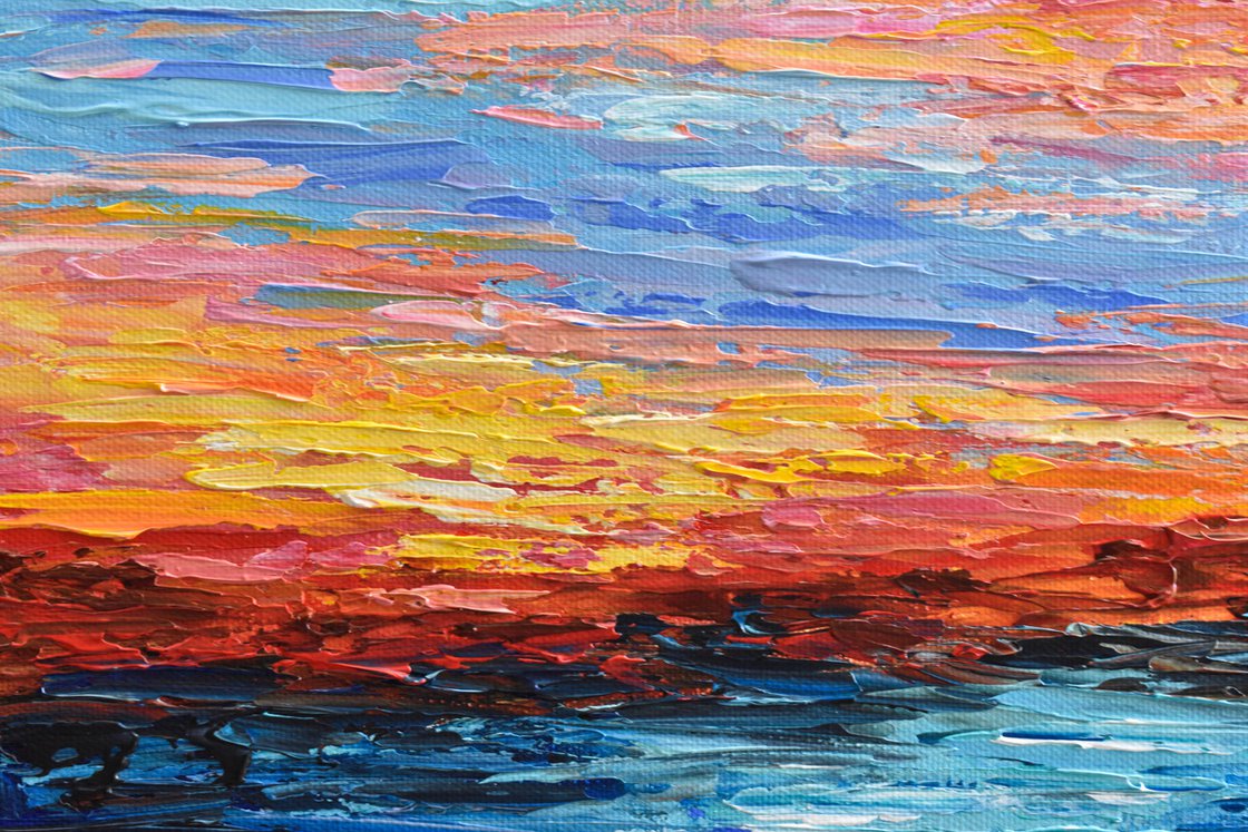 Pallet Knife Seascape Beginner Acrylic Painting Tutorial Abstract  #lovesummerart