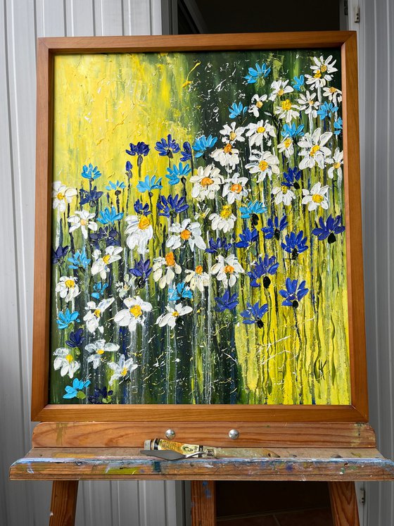 Daisy Cornflowers Painting