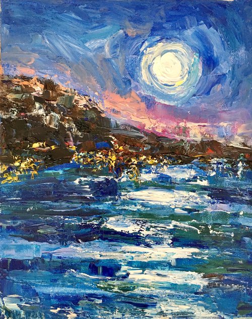 Full moon seascape by Vilma Gataveckienė