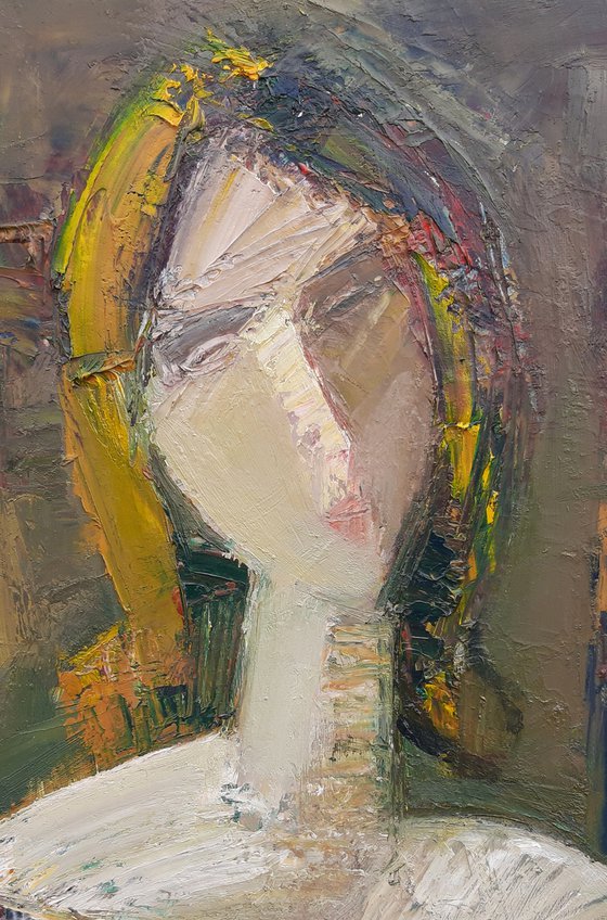 Abstract portrait 35x50cm ,oil/canvas, abstract portrait