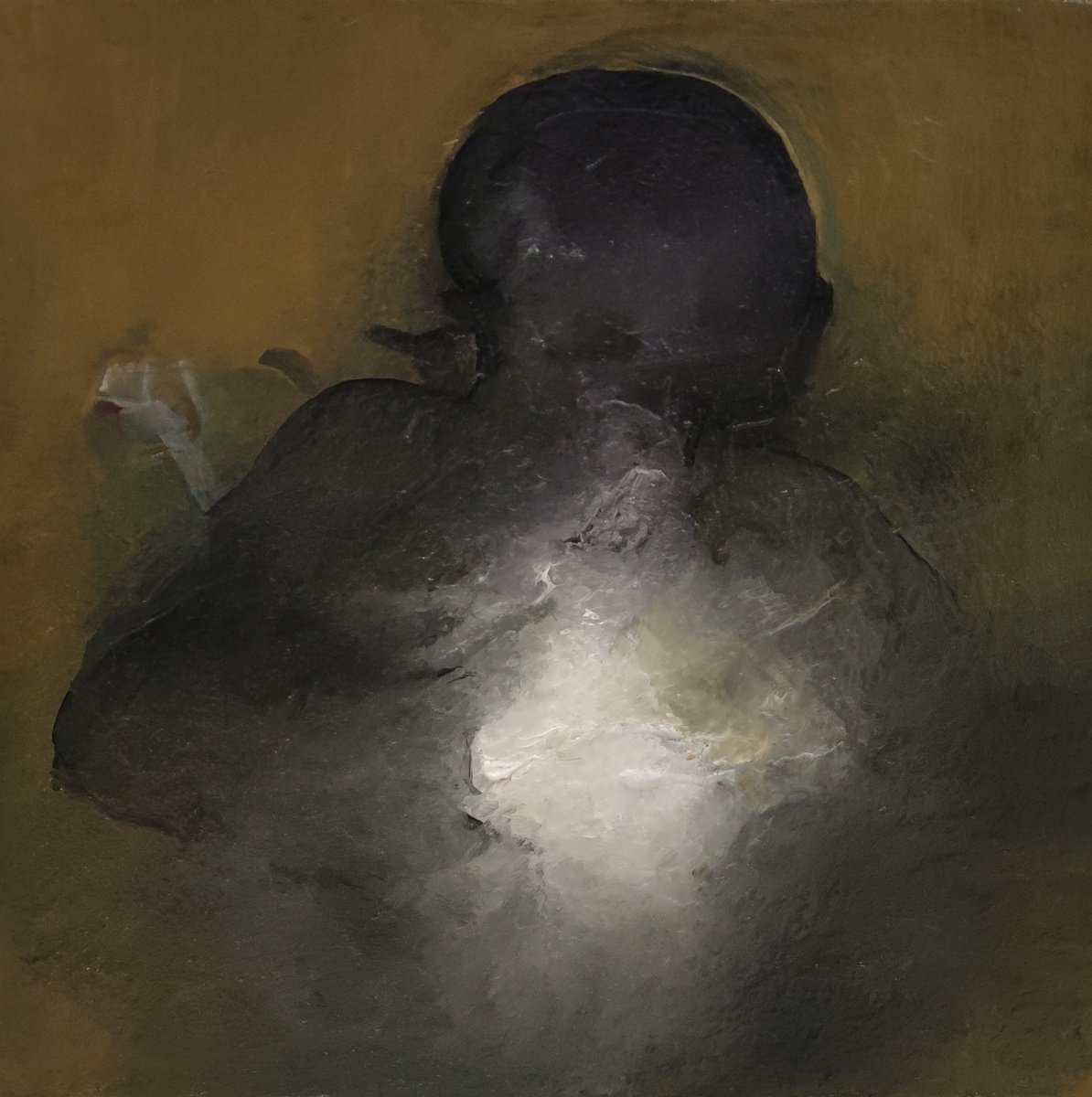 Abstract Portrait Oil Painting By Mladen Ilic, 20 X 20", Inside, Original Artwork