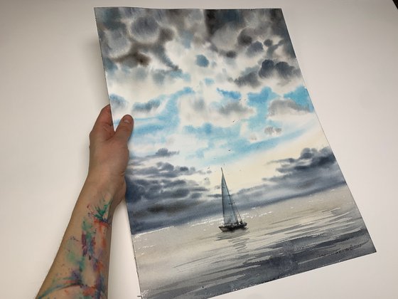 Yacht and clouds