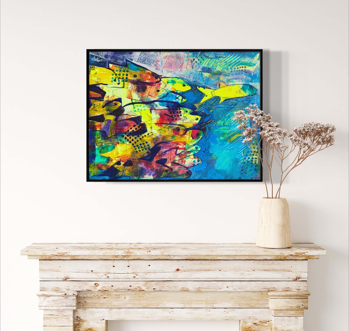 Impressionistic Animal Acrylic Painting By Olga Pascari, 16 X 12", Fish, Original Artwork