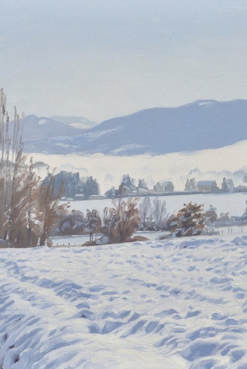 Morning mists on the snowy mountains by ANNE BAUDEQUIN