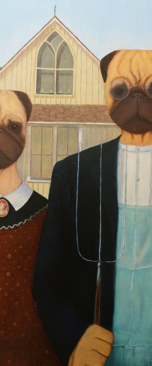 Pugmerican Gothic (inspired by Grant Wood) by Yuliia Ustymenko