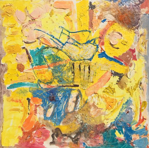 Yellow abstract painting by Leo Khomich