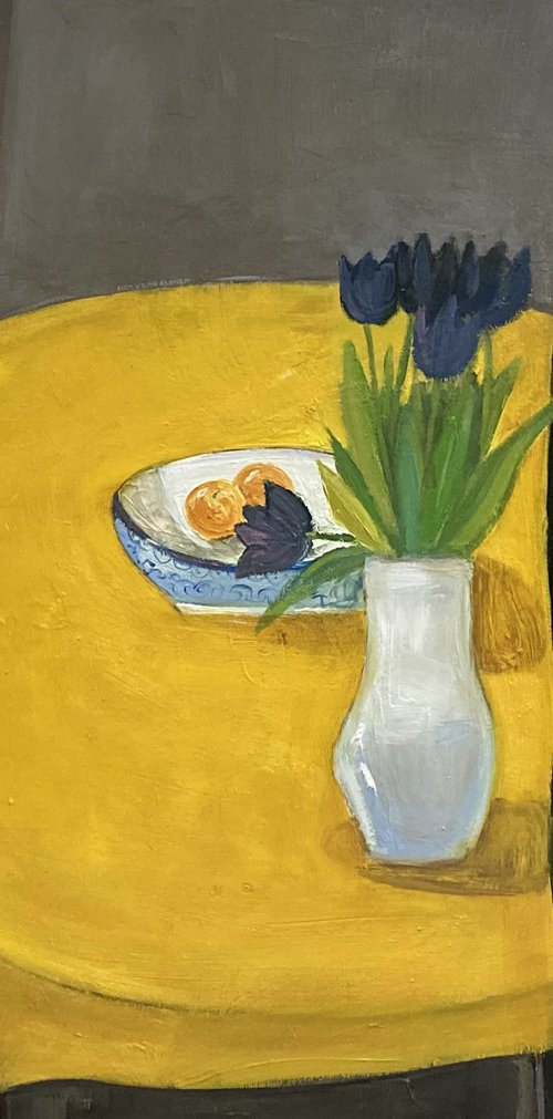 Tulips on a Yellow Table by Arman Hayrapetyan