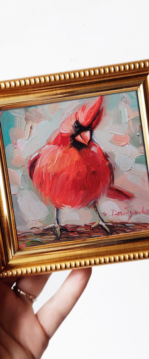 Cardinal red bird by Nataly Derevyanko
