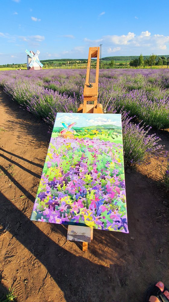 Lavender field and mill