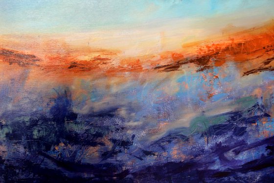 Moody Lavender - Large original abstract landscape