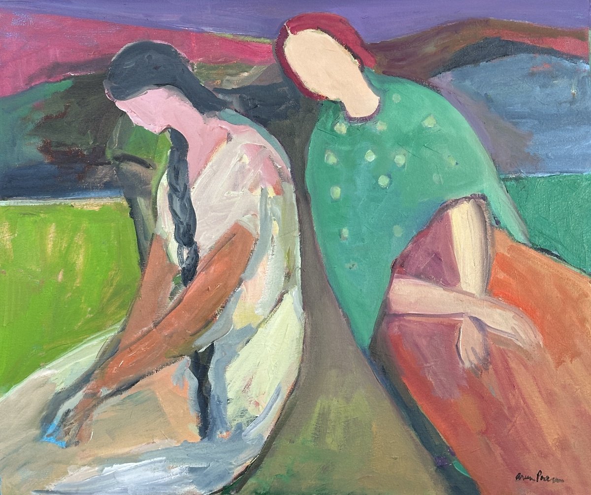 Expressive Abstract Oil Painting By Arun Prem, 24 X 20, Lavender Sky, Original Artwork