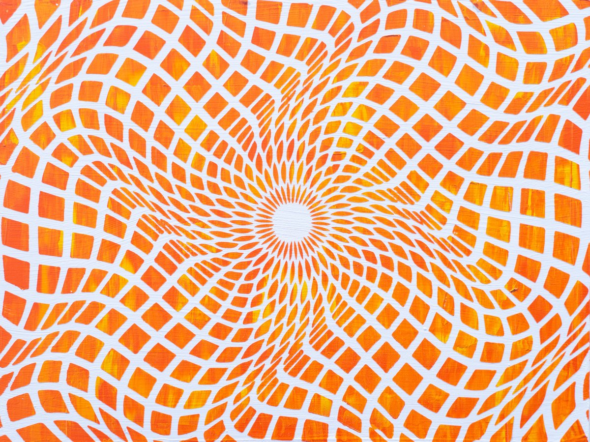 Geometric Abstract Acrylic Painting By Sean Christopher Ward, 12 X 9", Worshipping The Warmth, Original Artwork