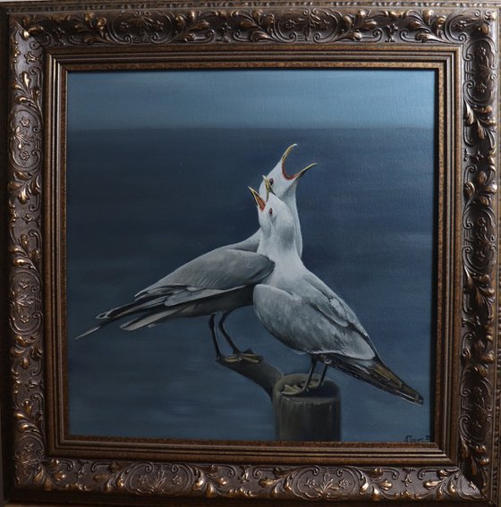 Lockdown Morning Chorus Series - The Voice of the Sea, Seagull Painting, Bird Art by Alex Jabore