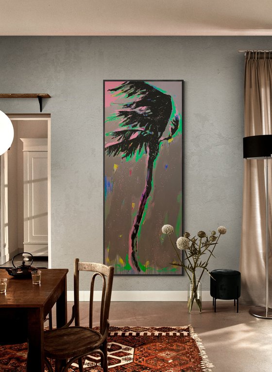 Large XXL artwork - "Pink rain" - Pop Art - Huge painting - Palm - Street Art - Miami