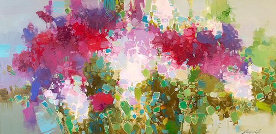 Lilacs, oil painting, One of a kind, Signed, Handmade artwork, Ready to hang