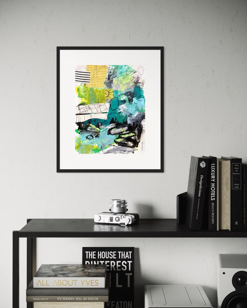 Organic Abstract Collage By Kat Crosby, 11 X 14", Daisy Chain, Original Artwork