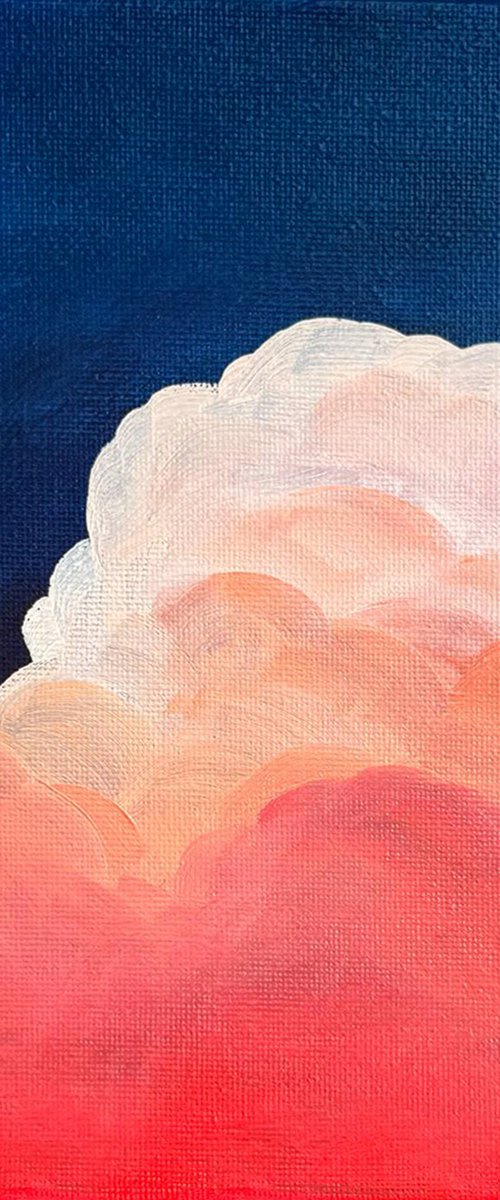 "Midnight Sky" pink dark blue oil art by Anastasiia Bondar