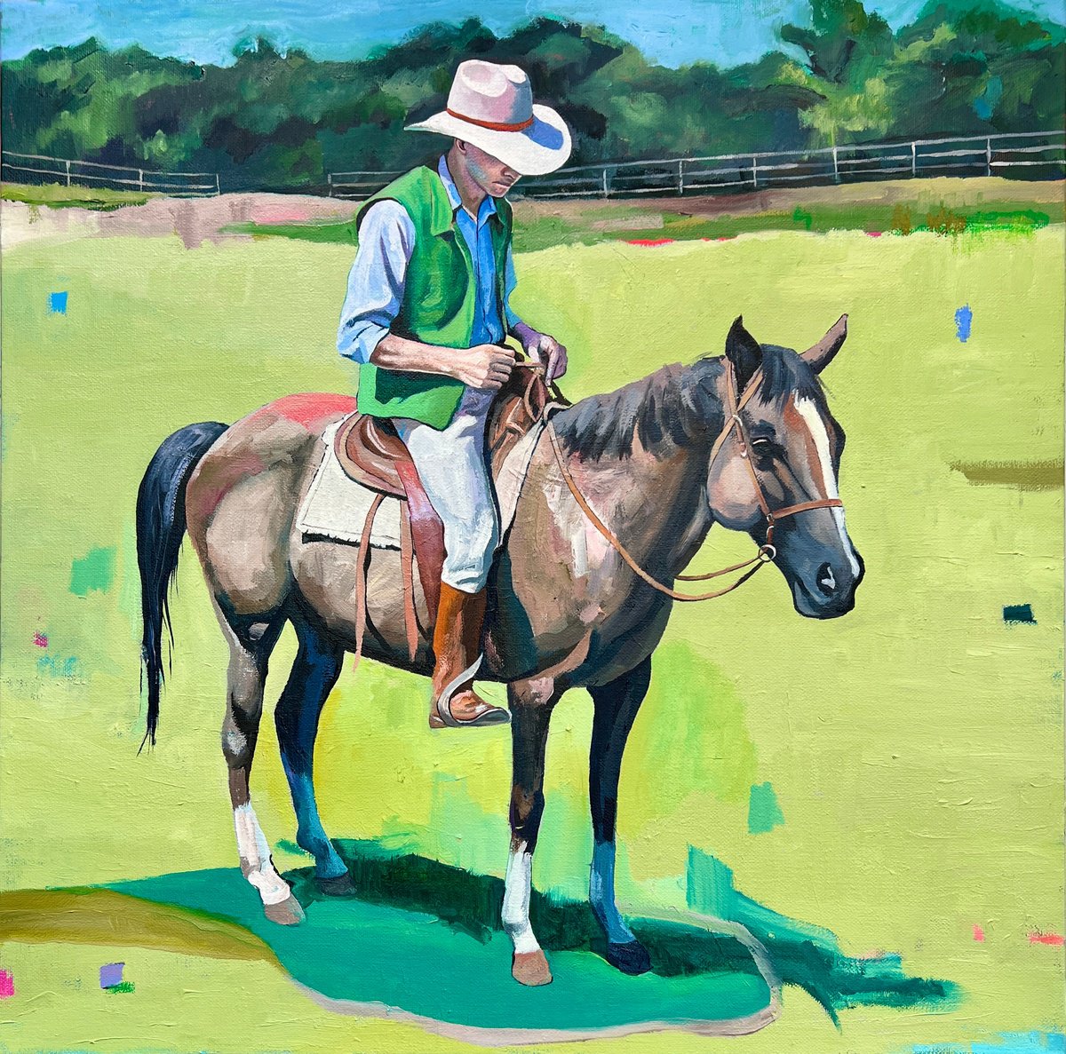 Impressionistic Landscape Oil Painting By Jonathan Mcafee, 22 X 22, With A Quiet Demand, Original Artwork