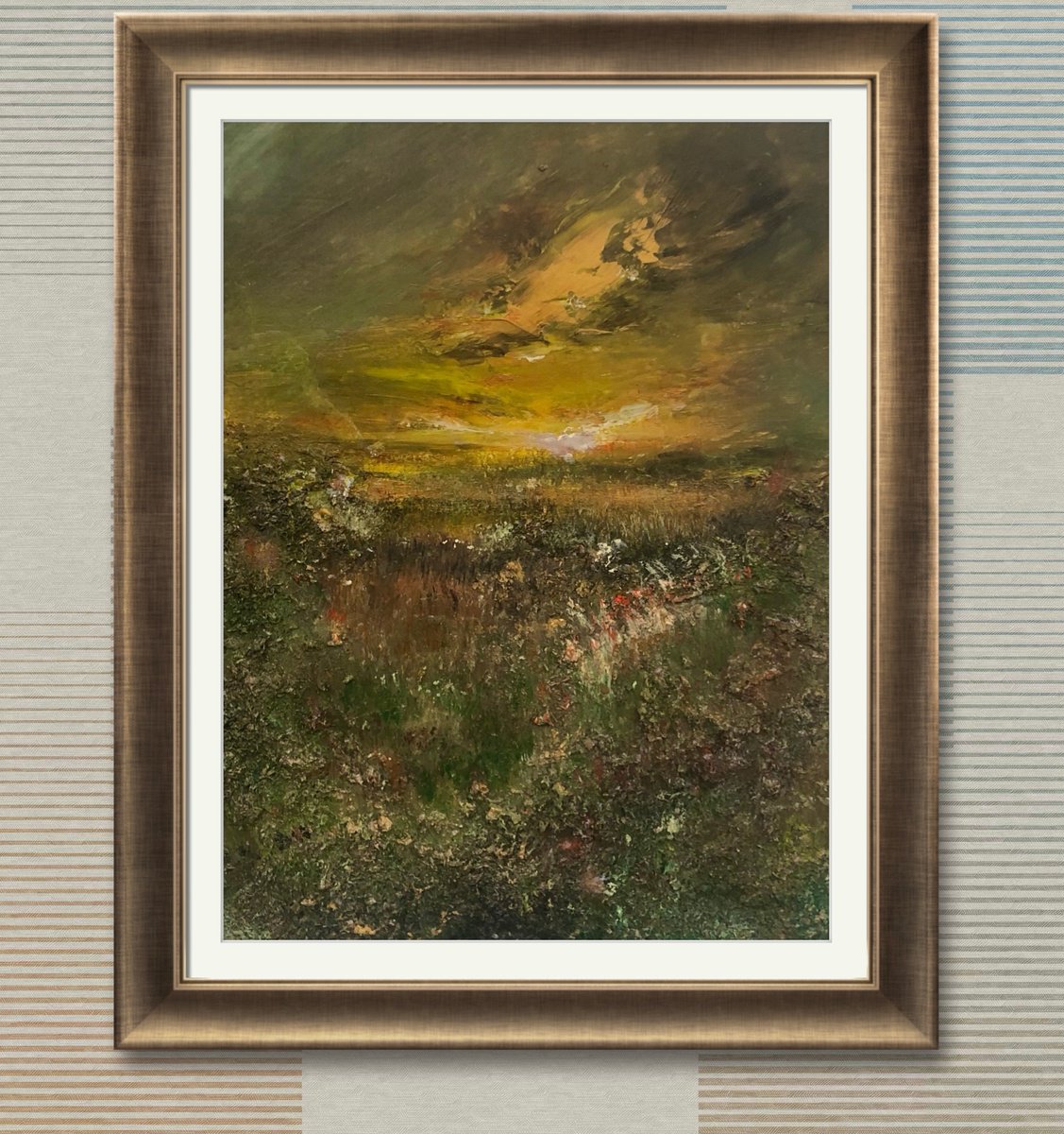 Impressionistic Landscape Oil Painting By Snezana Djordjevic, 12 X 16", Sunset Valley, Original Artwork