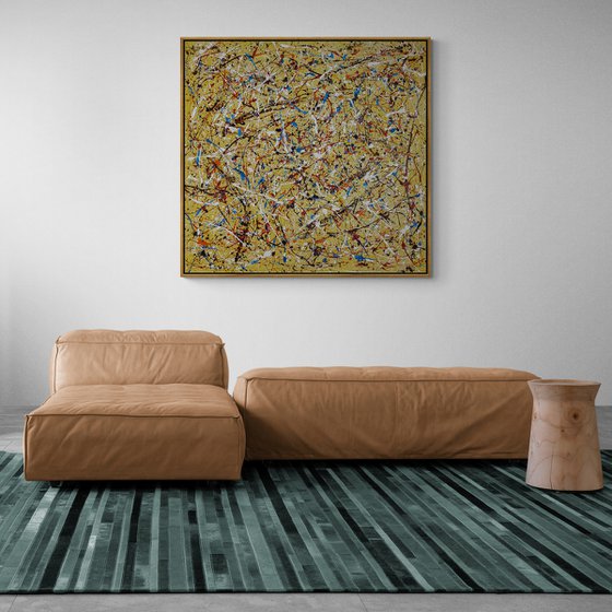 Tempus N-5 - (H)150x(W)156 cm. OIL-BASED ENAMEL on RAW Cotton Canvas