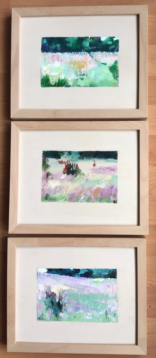 Summer Grassland 1-3 By Sandra Haney, 11 X 9, Artwork For Sale On Artfinder