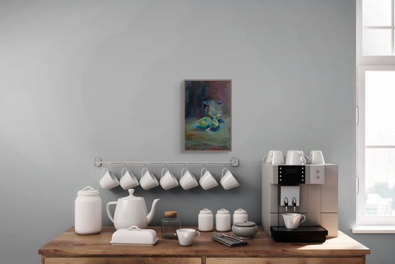 Glass and Sliced ​​Apples