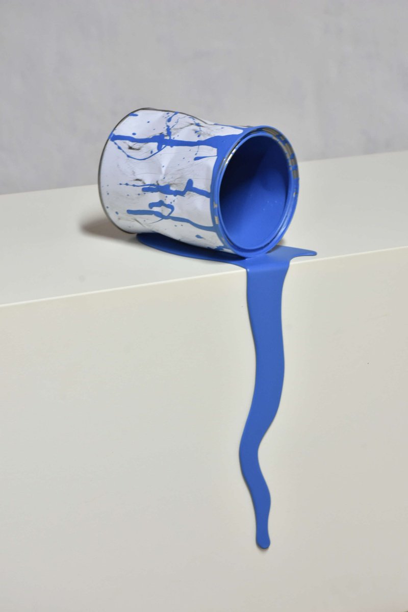 Urban And Pop Sculpture , Le Vieux Pot De Peinture Bleu By Yannick Bouillault, 5 X 15, Artwork For Sale On Artfinder