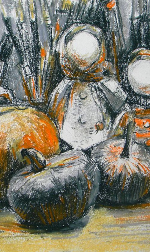 Pumpkins and Dolls by Liudmyla Chemodanova