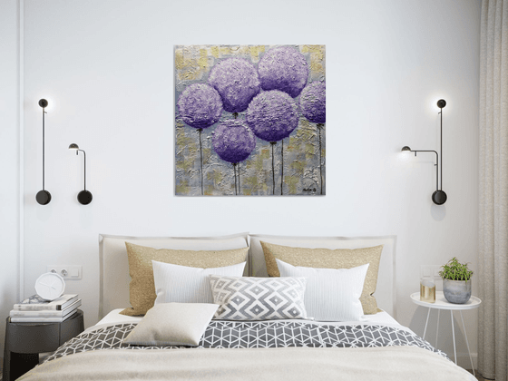 Purple Lollipops - Abstract Textured Painting