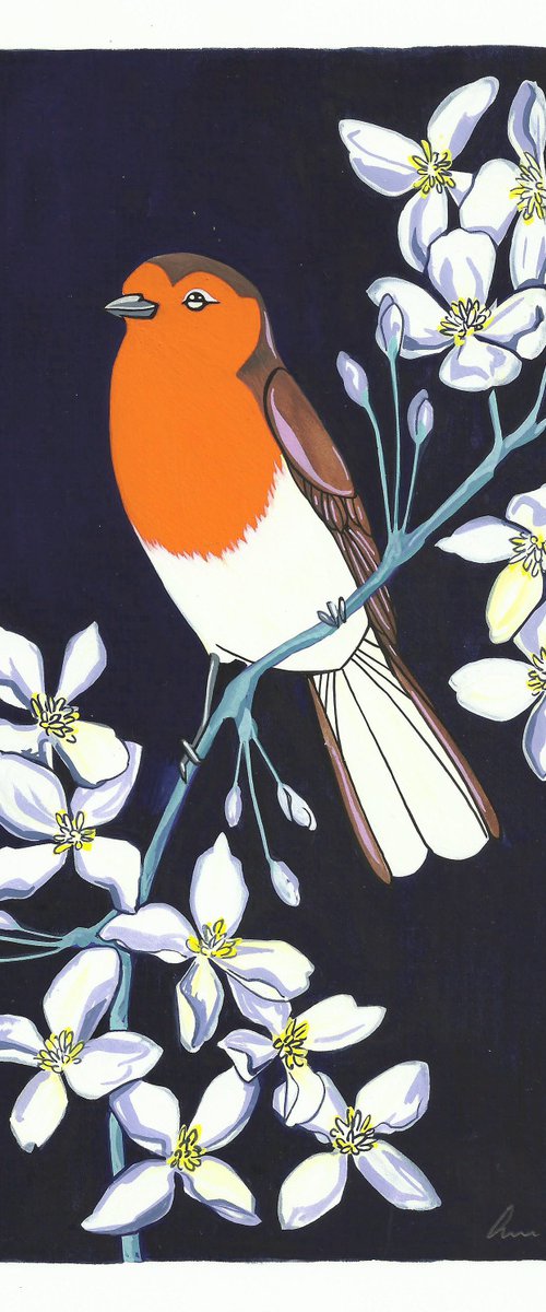 Robin and Clematis by Fran Giffard